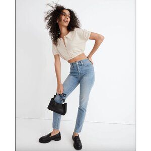 Madewell Ruffle Collared Crop Top M Ruffle Feminine Minimalist Contemporary Boho